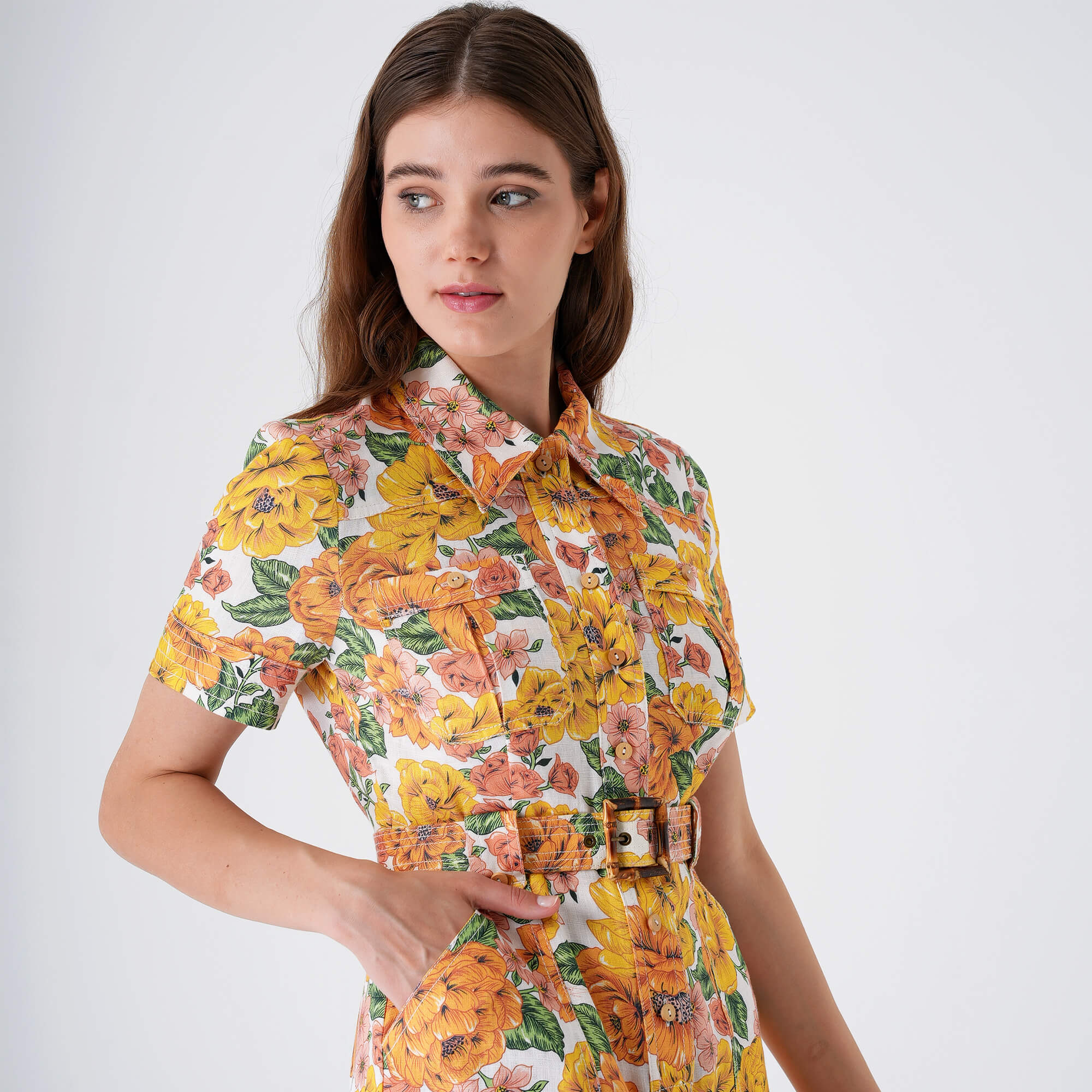 Zimmermann - Yellow&Orange&Green Floral Print With Both Dress